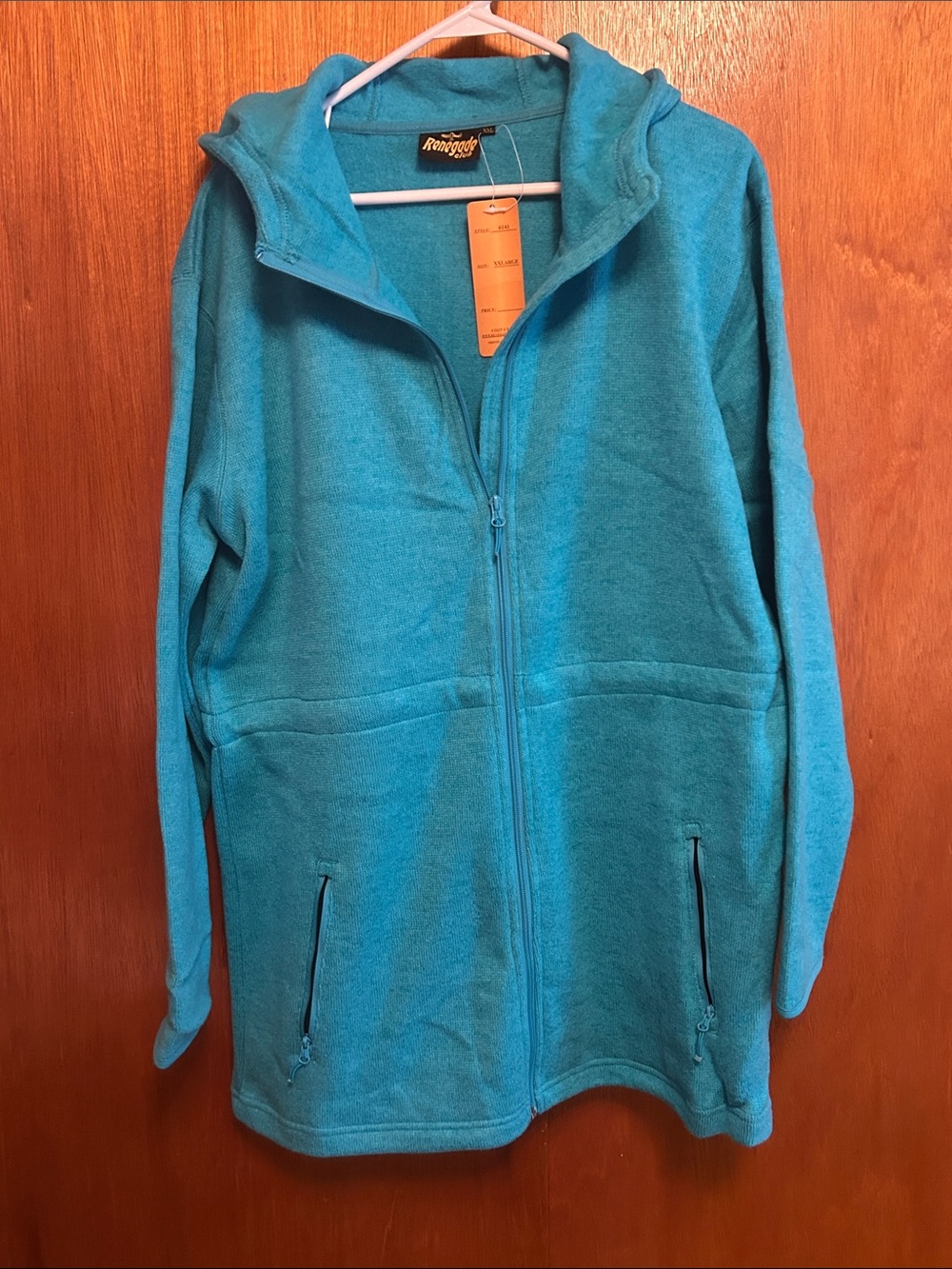 Teal Full-Zip Hooded Fleece Cardigan